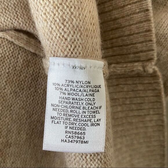 NWT-Halogen Alpaca & Wool Blend Mock Neck Cold Shoulder Cream Sweater - Picture 13 of 13